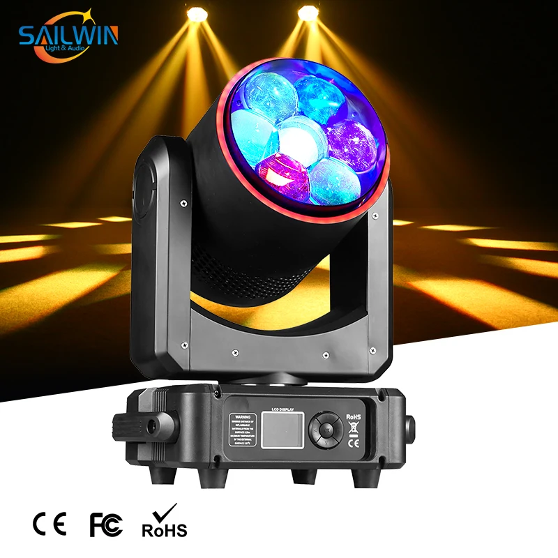 Фото Оптовая продажа светодиодных вращающихся головок Pixel Effect Mini 7X60W Bee Eye Zoom для дискотек, клубов, мероприятий и сценического освещения №1