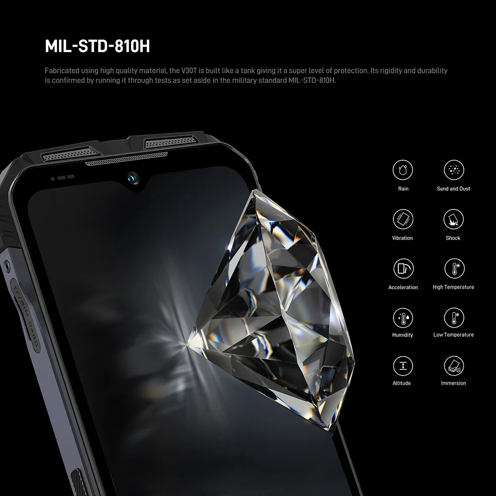 DOOGEE V30T 5G Rugged Phones 10800mAh Battery NFC Smartphones 6.58 Inch FHD 120Hz Display Dimensity 1080 12GB+256GB 108MP Camera