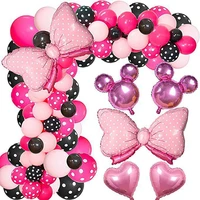mickey mouse theme birthday party balloons suit girl pink bow wave point black powder latex balloons party decoration