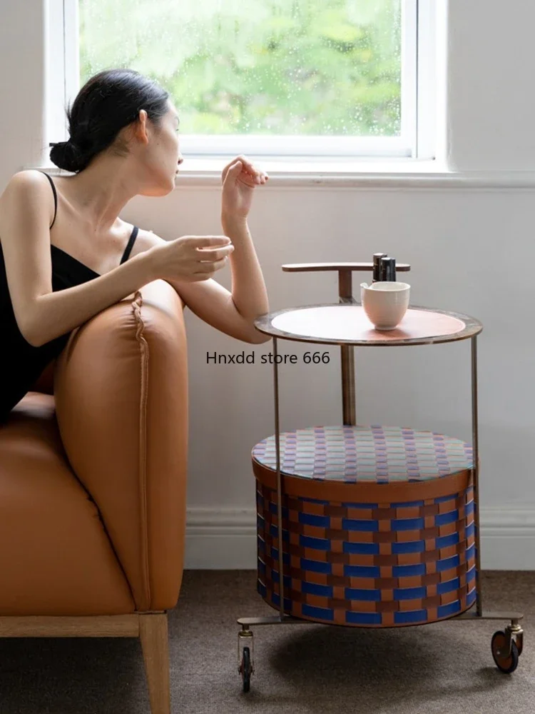 Плетеная двухслойная тележка из нержавеющей стали журнальный столик подвижная