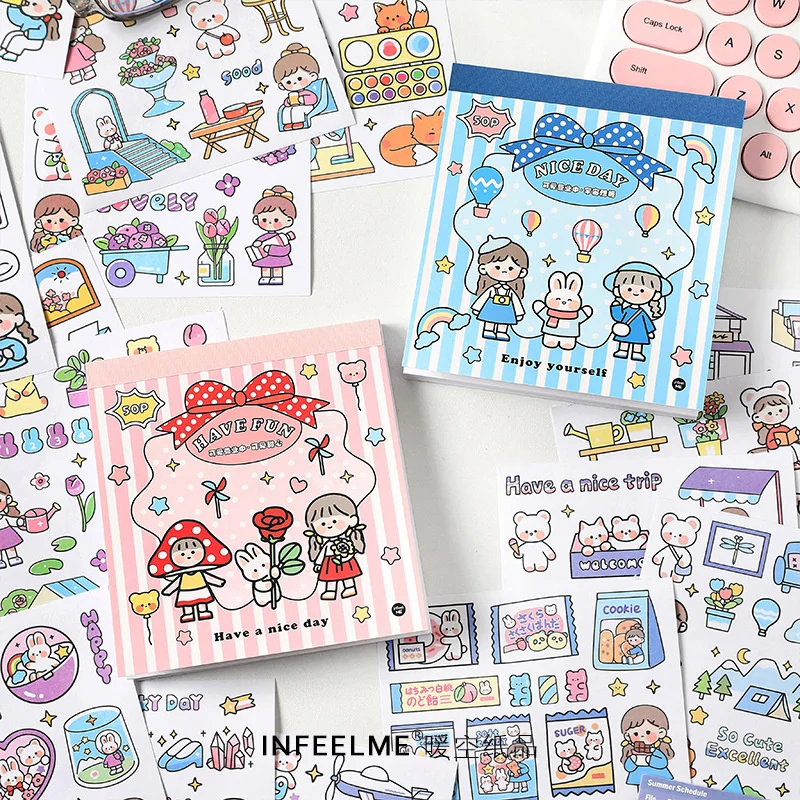 

50sheet Diary Stickers Scrapbooking Cute Series Diy Planner Japanese Kawaii Decorative Stationery Sticker Decor New 2022