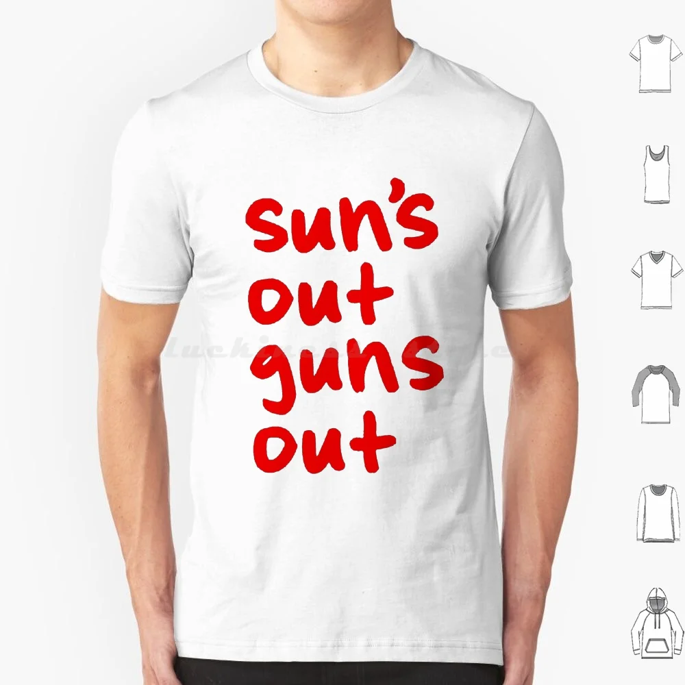 

Футболка с надписью «Sun's Out Guns Out» для мужчин и женщин