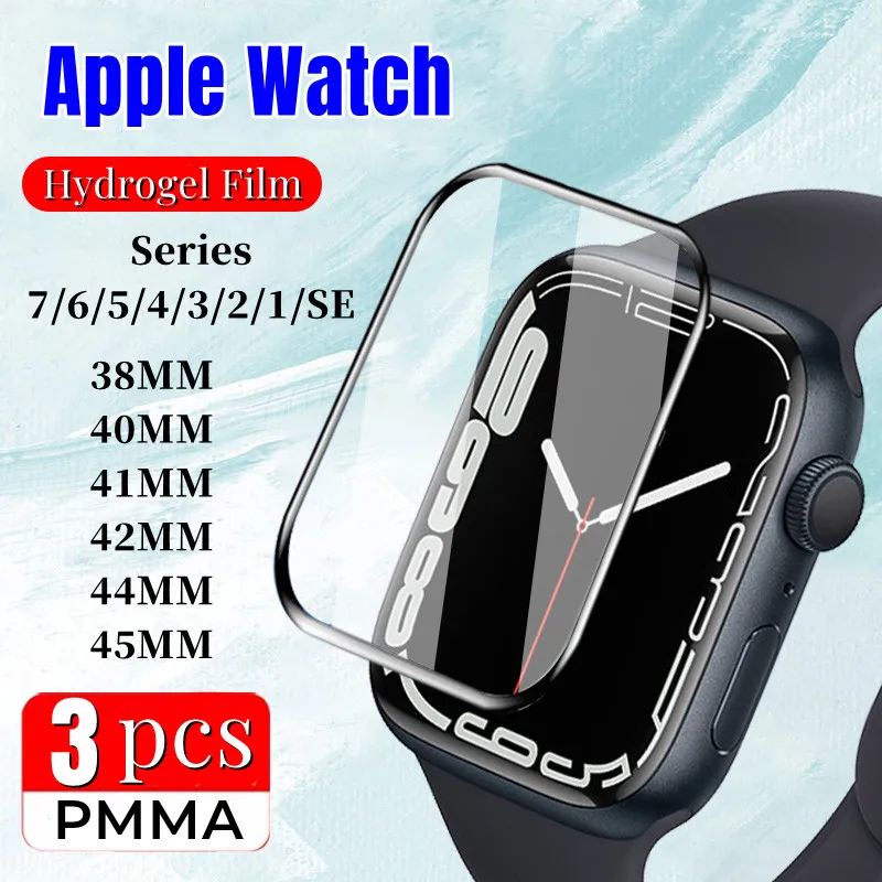 

3 шт. ПММА полная Защита экрана для Apple Watch серии 7/6/5/4/3/2/1/SE 45 мм 41 мм 44 мм 40 мм 42 мм 38 мм iWatch аксессуары