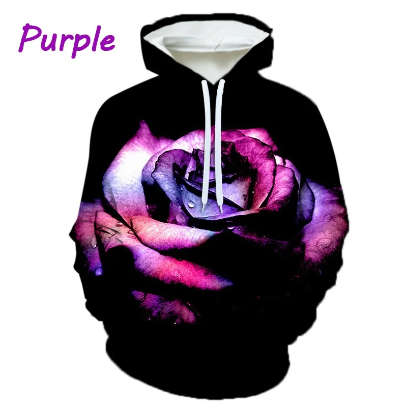 

Популярные товары, толстовка с капюшоном с 3D принтом роз, Повседневная трендовая удобная толстовка унисекс с длинным рукавом