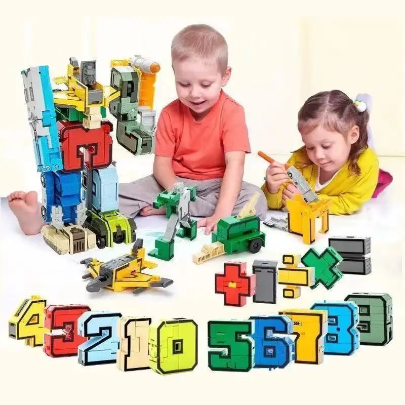 

Creative DIY Education Blocks Assembling Action Figure Transformation Number Deformation Robot Toy for Children