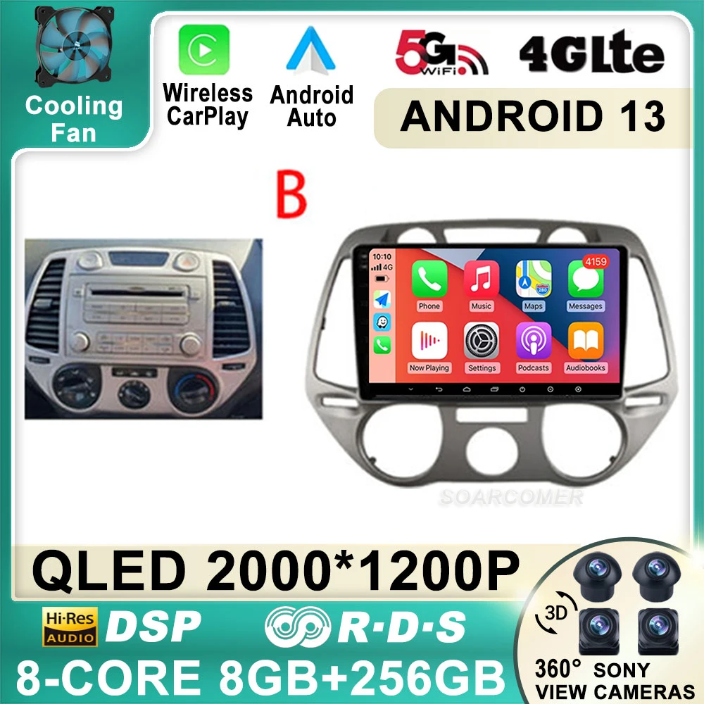 

Автомагнитола на Android 13 для Hyundai i20 2008-2014, стерео, видеонаблюдение, GPS, Carplay, автомобильный мультимедийный плеер, NO 2 Din DVD
