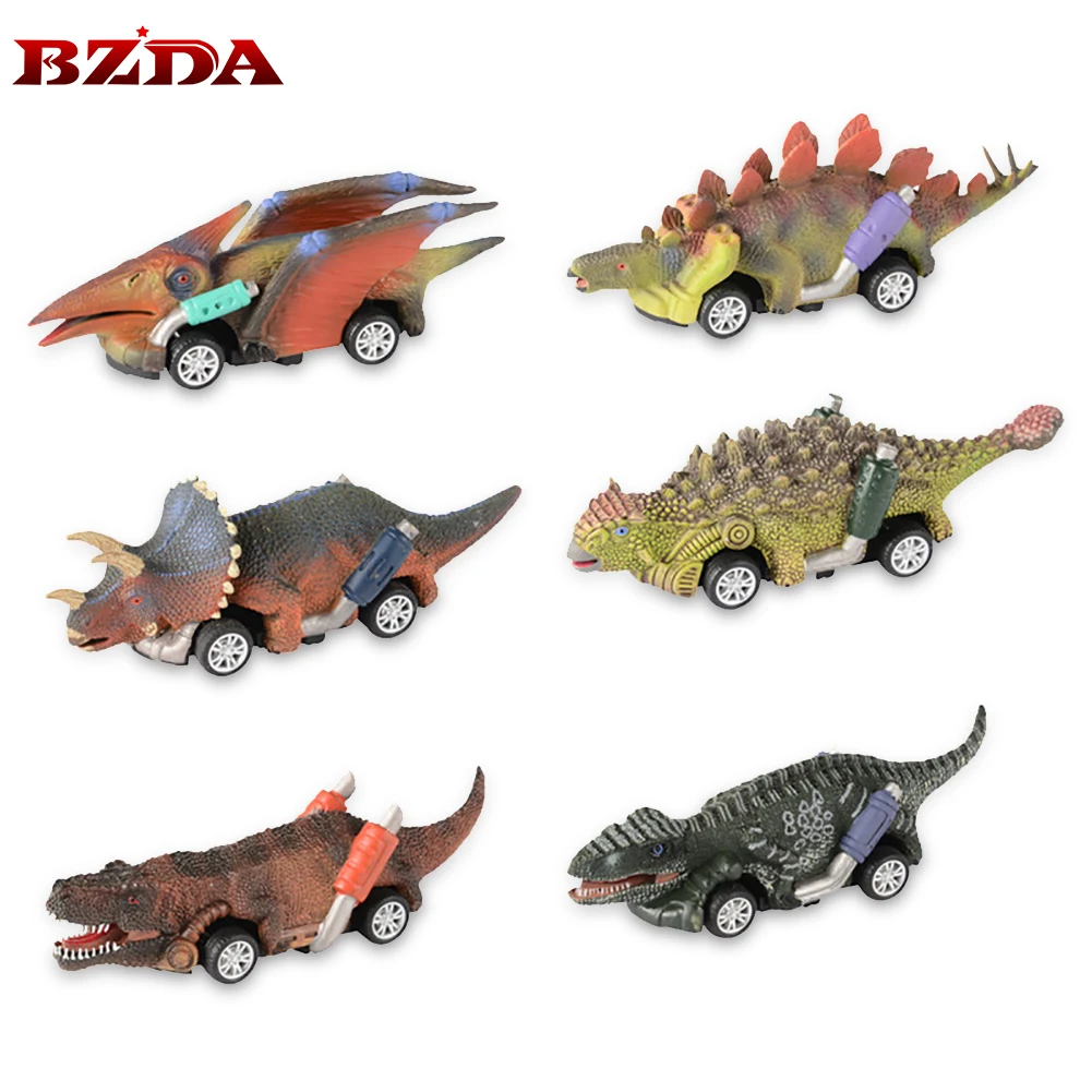 

BZDA Children's Toys Jurassic Dinosaur Park Dinosaur Car Pull Back T-Rex Stegosaurus Velociraptor educational toys gifts