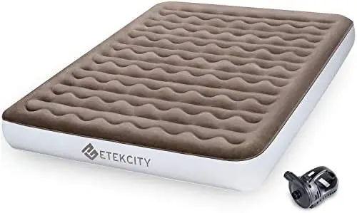 

Etekcity Upgraded Camping Air Mattress, Queen Twin Airbed Height 9", Inflatable Bed Blow Up Mattress Raised Airbed with Rech