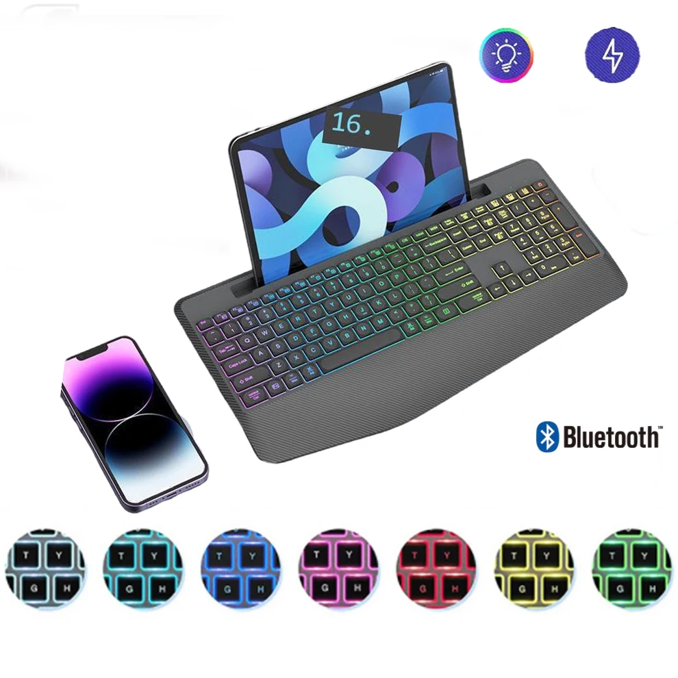 Bluetooth 6 Colors Backlit Keyboard Multi-Device Wireless Keyboard Mouse Comb for MacBook Pro Air iMac iMac Pro Mac Mini