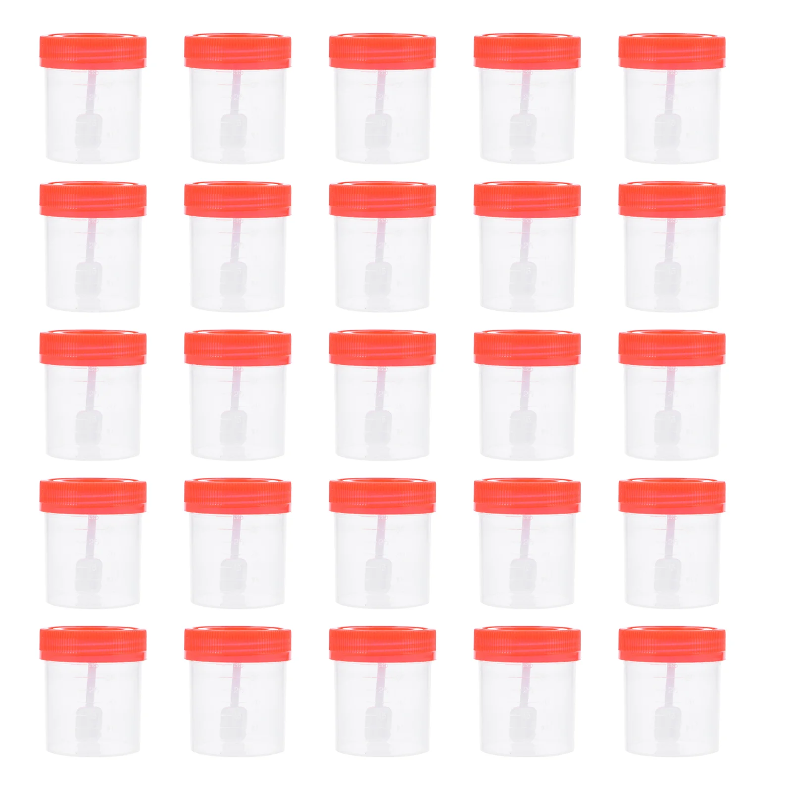

25pcs Plastic Urine Fecal Sample Cups Medical Scale Sample Cups with Covers