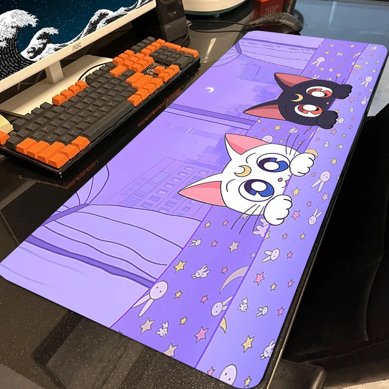 

Cartoon Cat Mouse Mat Gaming Cute Large Computer Mouspad Gamer Non-Slip 900x400mm Big Kawaii Mouse Pad Extend Laptop Carpet XXL