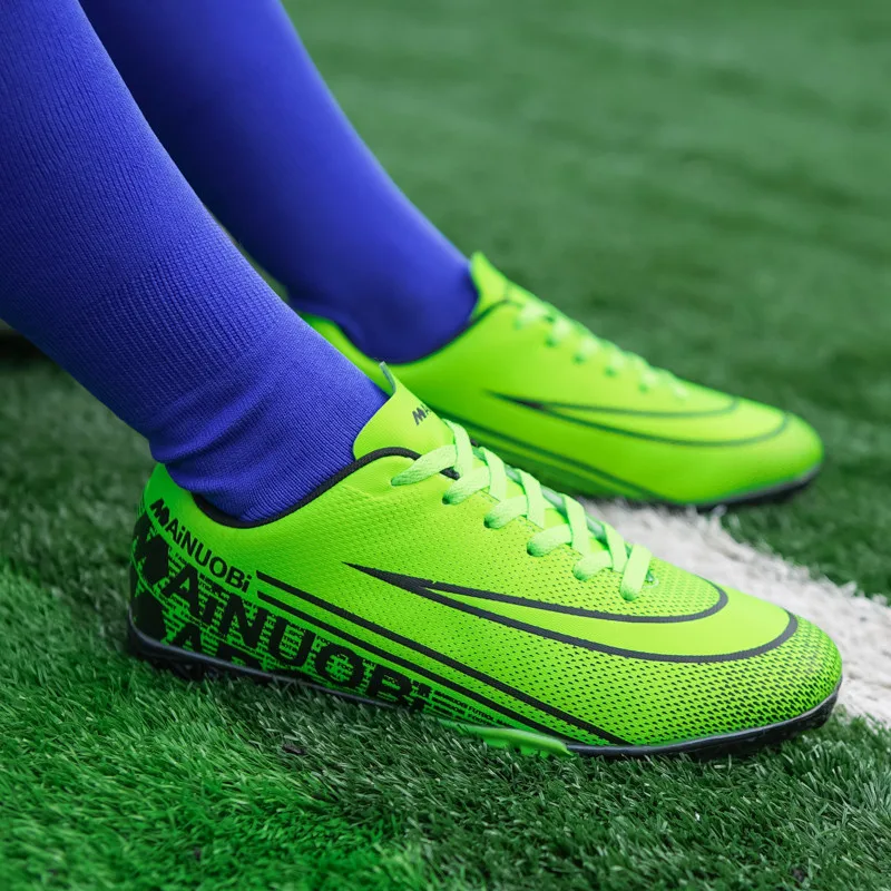 Hot Sale Professional Blue TF Child Football Shoes Breathable Children's Soccer Sneakers Non-slip Lace-up Teenagers Sports Shoes