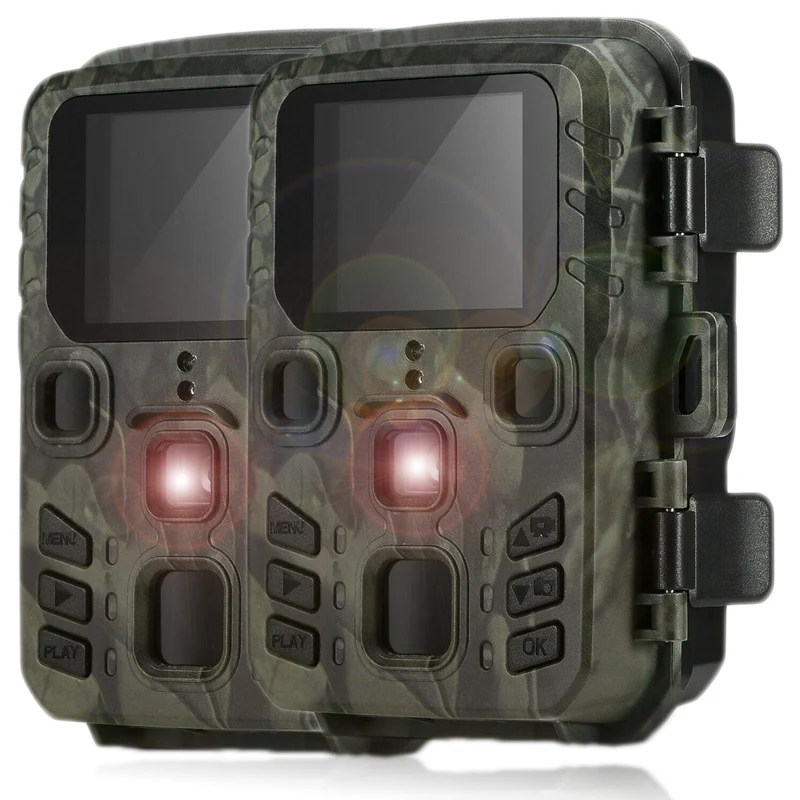 

2-Pack Outdoor Mini Hunting Camera 20MP 1080P Wild Trail Infrared Night Vision Outdoor Motion Activated Scouting Photo Trap