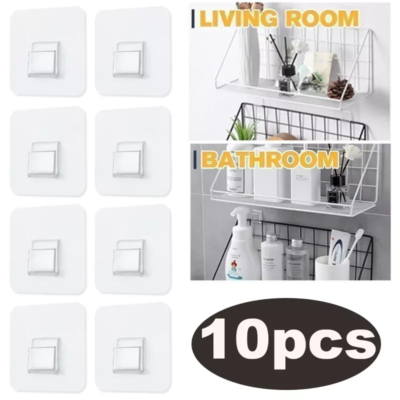 

10pcs Transparent Wall Hooks Strong Self Adhesive Kitchen bathroom Storage Hooks Hangers Suction Cup Heavy Load Hook Holder Rack