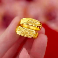 hoyon real 18k gold color dragon and phoenix ring for women men couple fine jewelry wedding birthday gift open adjustable ring