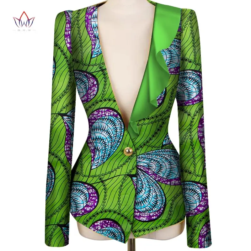 2022 Custom African Clothes for Women Jacket Overcoat Colorful Fashions Long Sleeve Collarless WY3814 | Женская одежда