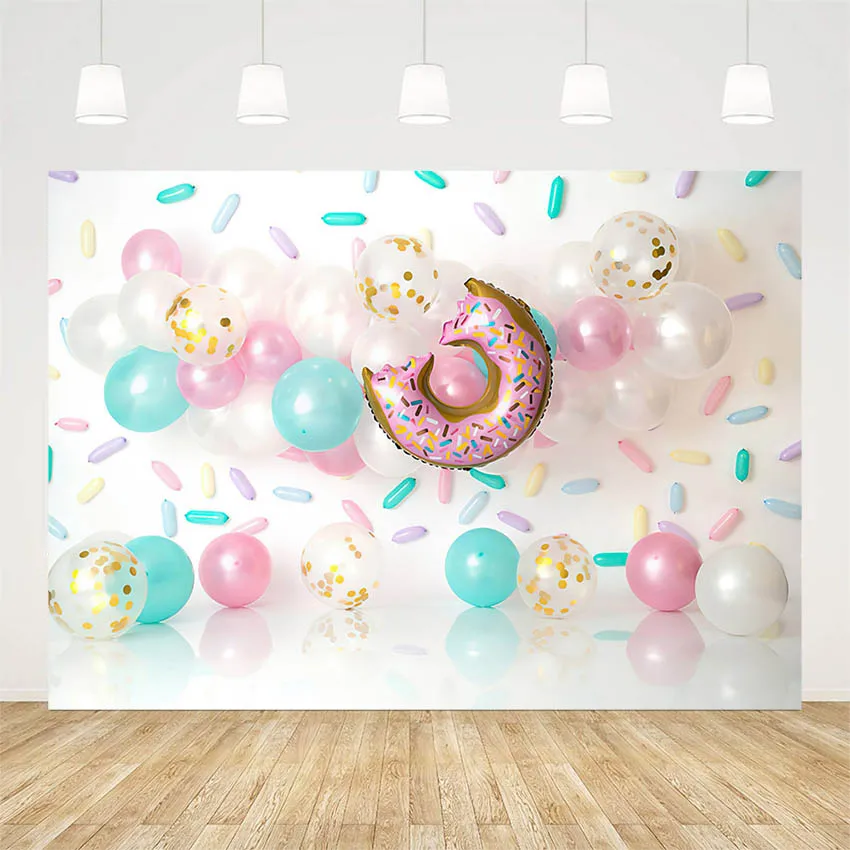 

Фон для фотосъемки Mehofond конфетти шоколад пончики воздушный шар девочка 1-й День рождения фон торт разбивать Декор Фотостудия