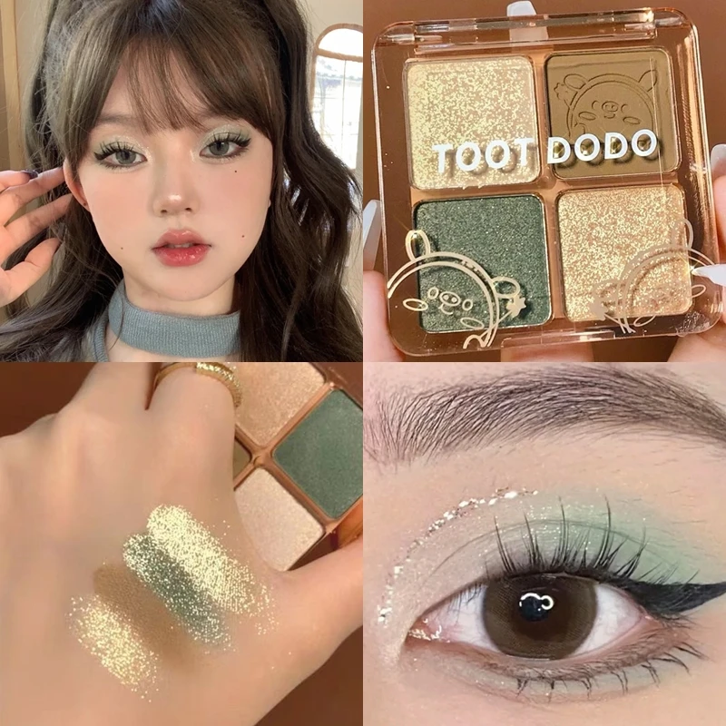 

Pearlescent Eyeshadow Palette Waterproof Long Lasting Peach Pink Green Matte Glitter Smoky Eye Shadow Eyes Brighten Cosmetics