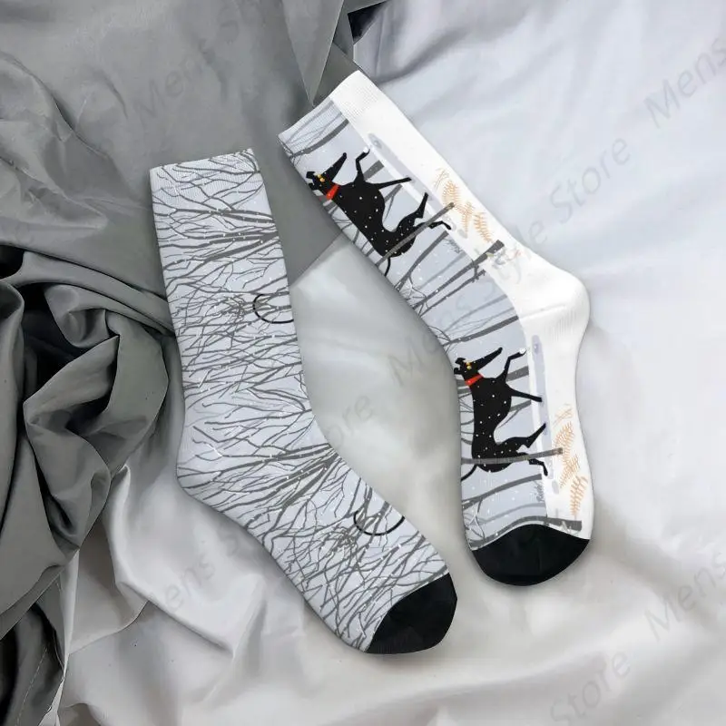 Зимние носки для мужчин и женщин модные унисекс с 3D принтом борзая уиппет платье