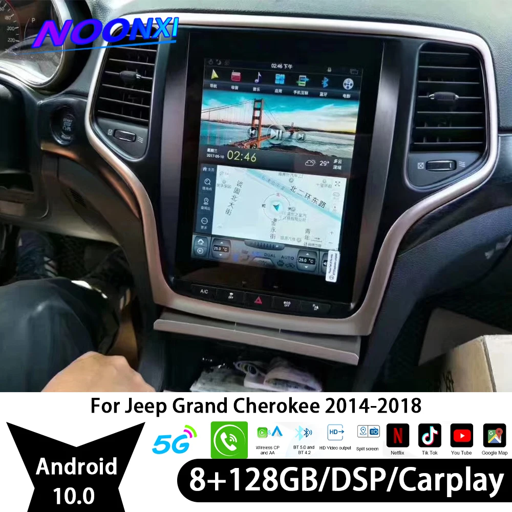 Radio con GPS para coche, reproductor Multimedia con Android 10, 128G + 8G, DVD, Carplay, para Jeep Grand Cherokee 2014, 2015, 2016, 2017, 2018