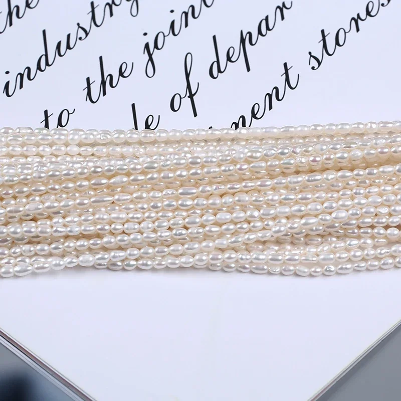 3-3 5 мм AAA натуральный пресноводный рисовый жемчуг оптовая продажа жемчужной нити