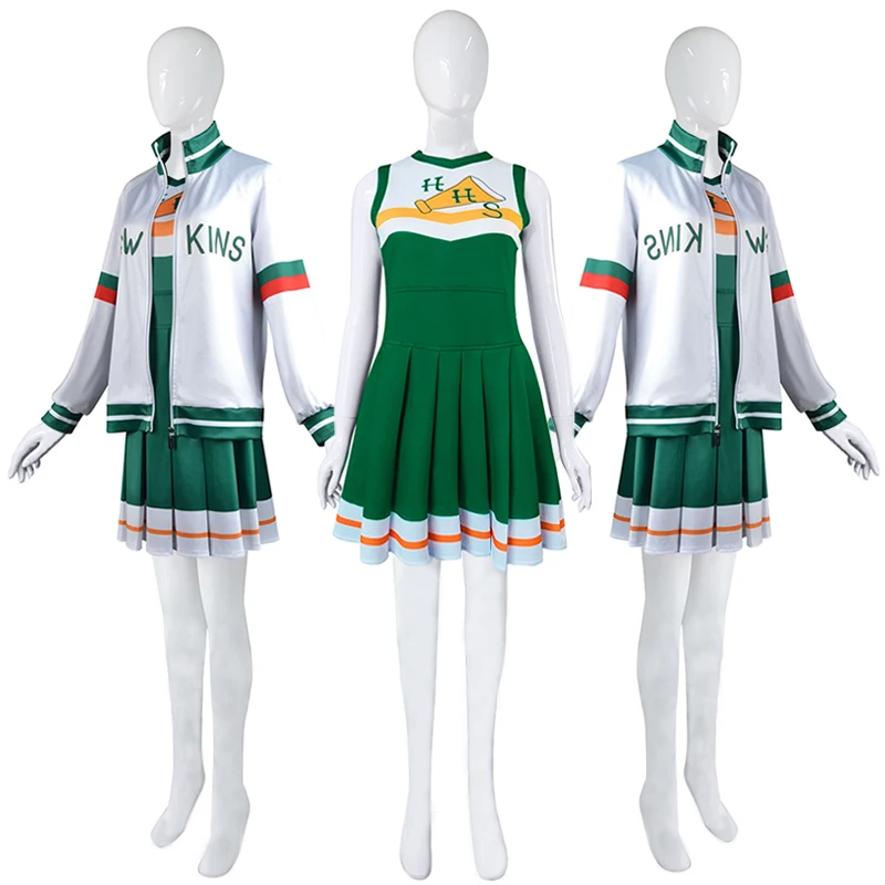 

Stranger Things Season 4 Chrissy Cunningham Cosplay Costume Hawkins High Lucas Sinclair Cheerleader School Costume Jacket Dress