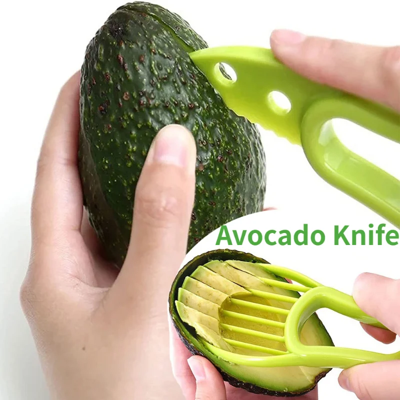 

3 In 1 Avocado Slicer Shea Corer Butter Fruit Peeler Cutter Pulp Separator Plastic Knife Kitchen Vegetable Tools Kitchen Gadgets