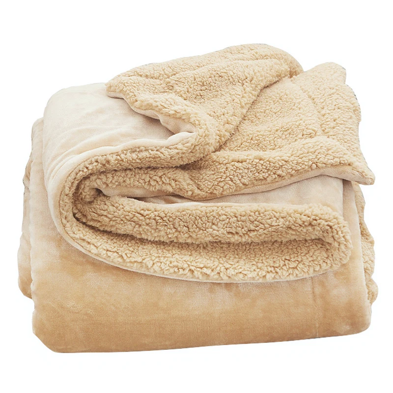 Manta suave de lana de cordero de doble capa, manta gruesa y cálida de lana de Coral, mantas para camas de invierno