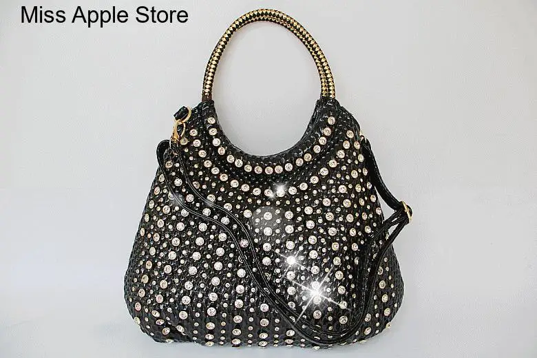 White Rhinestone Shoulder Bag Slung Large Capacity Messenger Bag Luxury Fashion Diamond Women Handbags Wild Patent Leather
