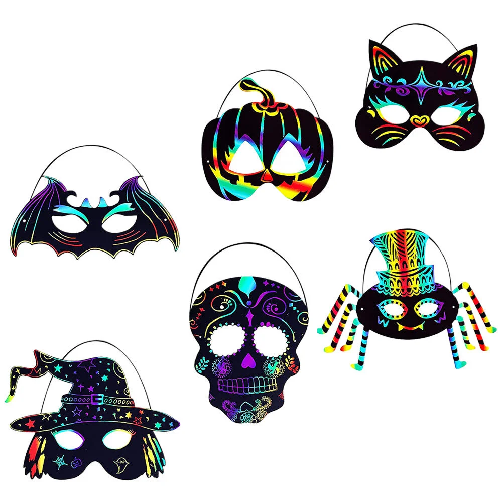 

Halloween Decoration Mask Party Small Scratch Kids And Crafts Style Modeling Portable Decorative Festival DIY Materials