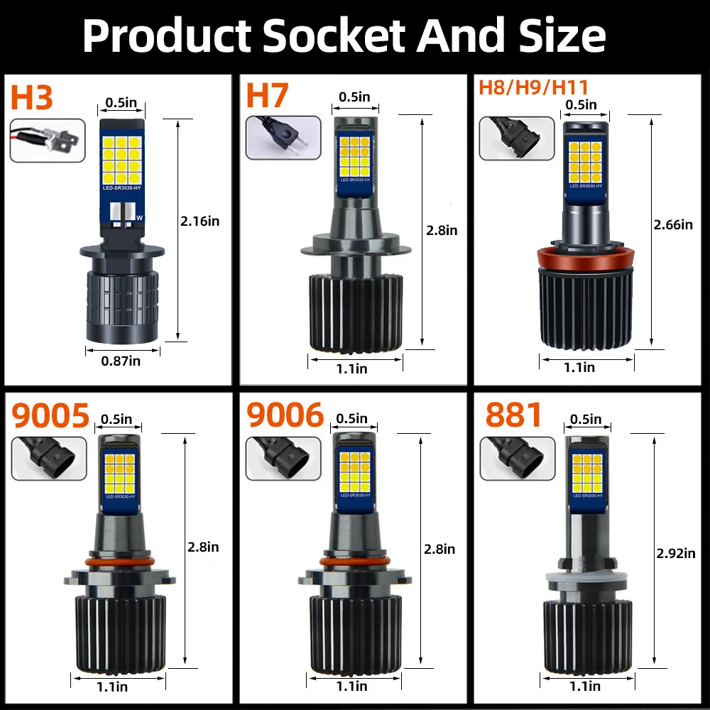 2PCS Strobe Car Fog Lamp H1 H3 H8 h11 LED 9006 Hb4 H7 Daytime Running Light Flash Driving Bulb White Led Bulbs For Lights - купить по