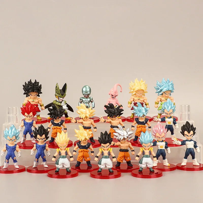 

21pcs/set Dragon Ball Z Super Saiya Son Gohan Son Goku Son Goten Frieza Majin Buu Cell Vegeta PVC Figure Kids Toys Doll Gifts