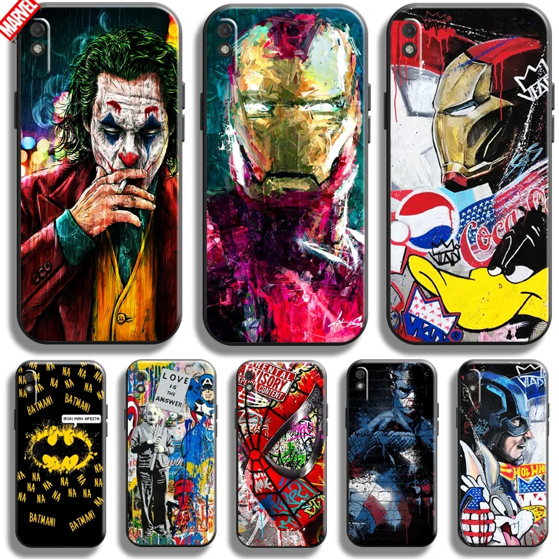 

Marvel Street Graffiti For Xiaomi Redmi 9A 9AT Phone Case Funda Liquid Silicon Carcasa Back Black