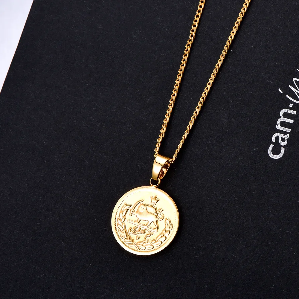 Модное корейское стильное ожерелье с подвеской в виде золотой монеты стиле