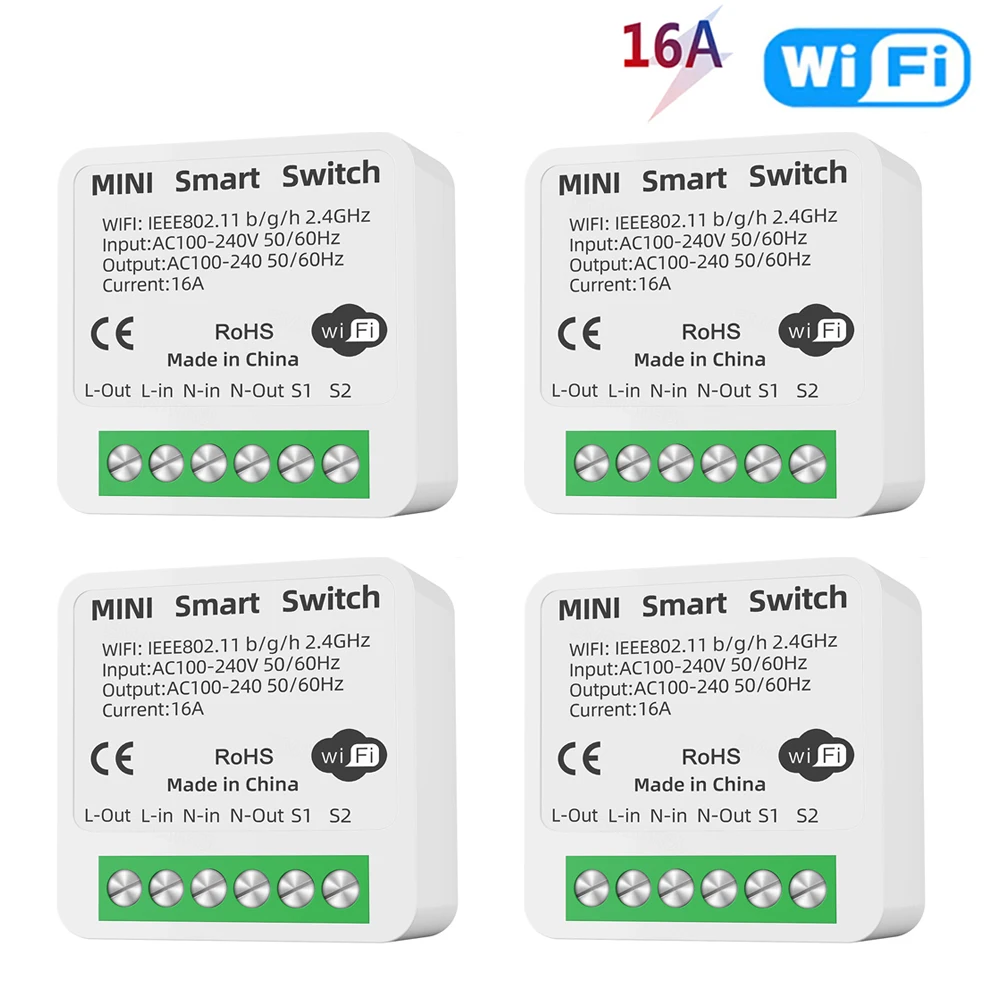 

16A Tuya Wi-Fi Smart Switch 2-стороннее управление с переключателем энергонитора Мини-умный выключатель Smart Life Control Alexa через Google Home