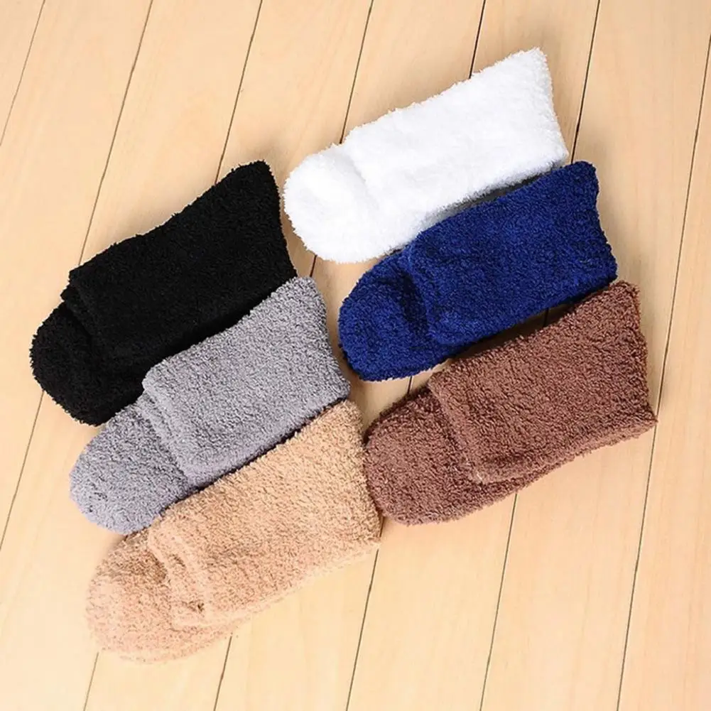 

Free Size 1 Pair Useful Thick Coral Fleece Winter Socks 6 Colors Winter Socks Portable for Bed