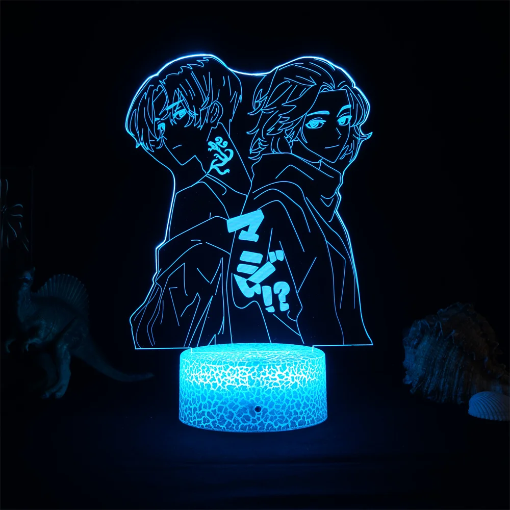 

Anime Lamp Tokyo Revengers Mikey And Draken Manga 3d Light Led Lamp for Child Bedroom Decor Night Light Birthday Gift Room Table