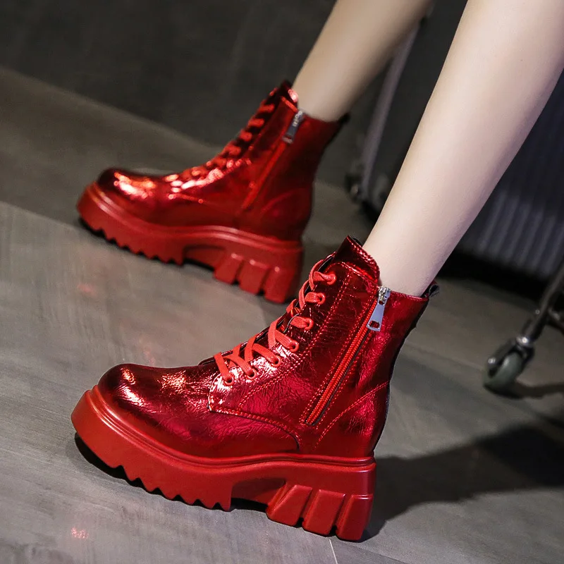 

Женские ботинки, женские ботинки, новинка 2021, обувь на толстой подошве, женские облегающие короткие ботинки, женские ботинки