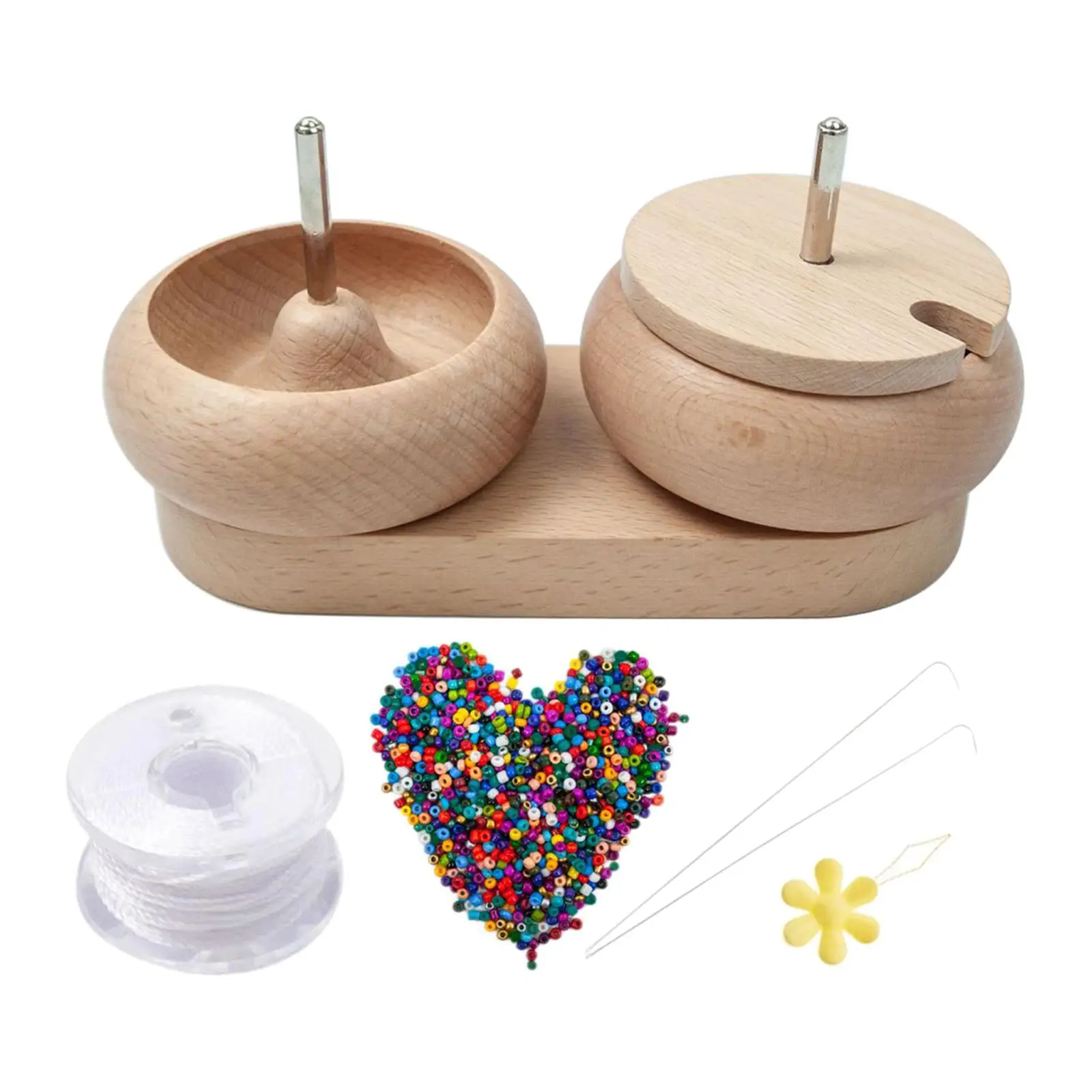 

Handmade Bowl Bead Spinner with 2 Pcs Bowls DIY with 2 Beading Needles Kit Machine String for Workshop Jewelry Chain Crafts