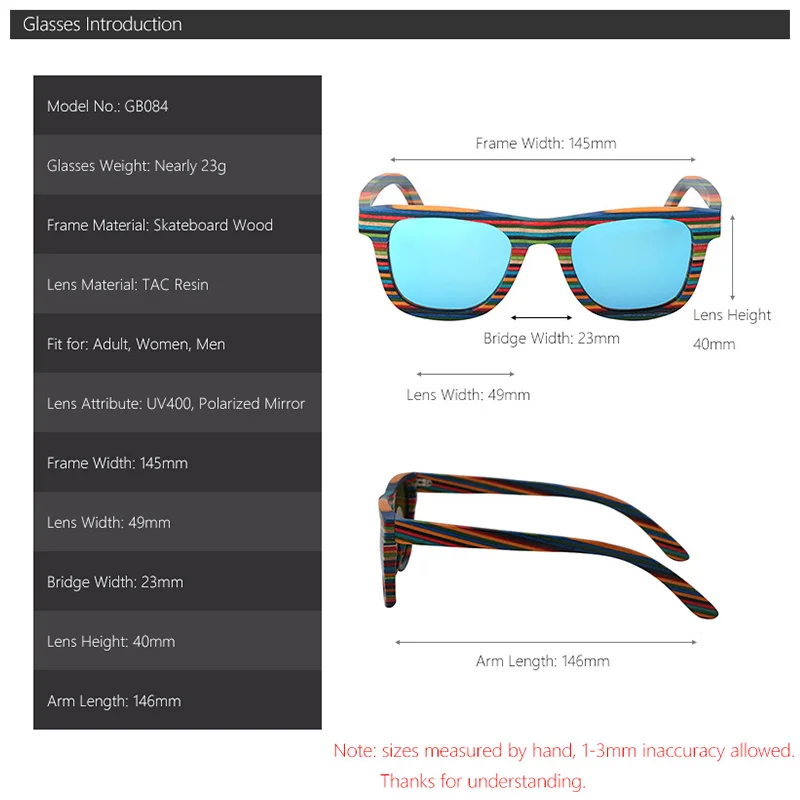 Blue Skateboard Wooden Sunglasses, Spain Customer