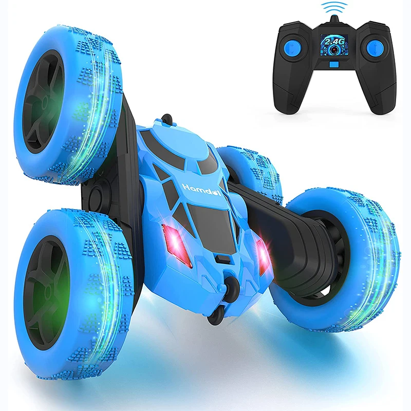 

Автомобиль с дистанционным управлением, двухсторонний вращающийся на 360 ° полноприводный Радиоуправляемый автомобиль с фарами 2,4 ГГц, элек...