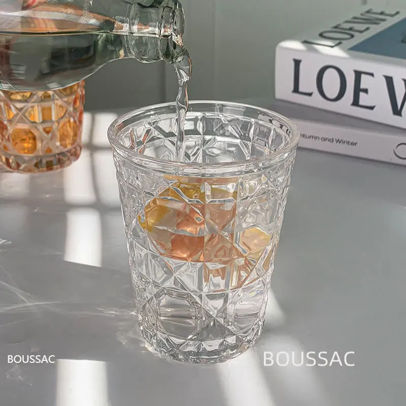 

Whiskey Beer Mug New Diamond Crystal Cut Glass Ins European-style Glass Luxury Minimalist Coffee Bar Bar Drinking Utensils