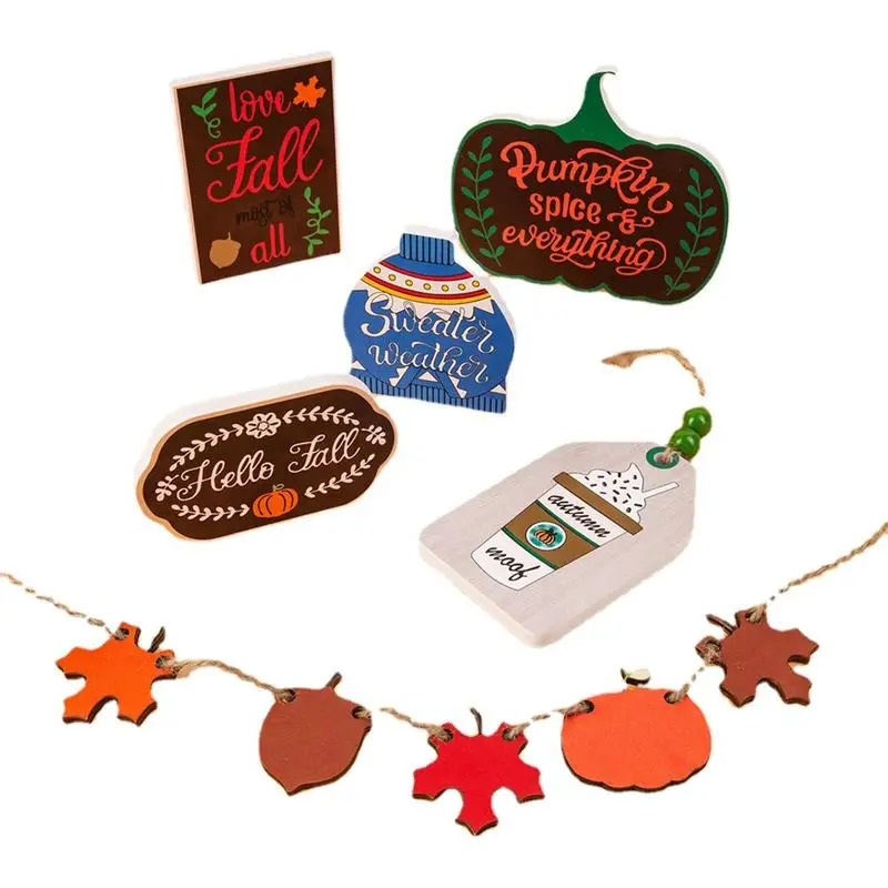 

Fall Tiered Tray Decor Fall Tiered Tray Décor Set Of 6 Pumpkin Maple Leaf Theme Sign Fall Ornament Set Thanksgiving Table
