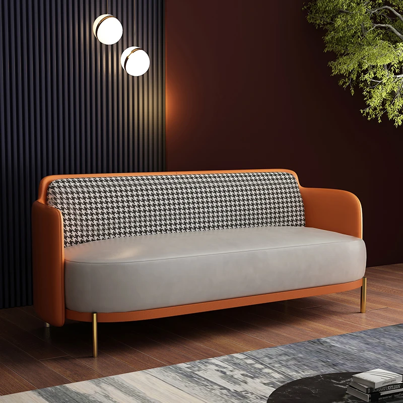 

Nordic style light luxury sofa modern simple houndstooth three-person single minimalist small-sized fabric sofa