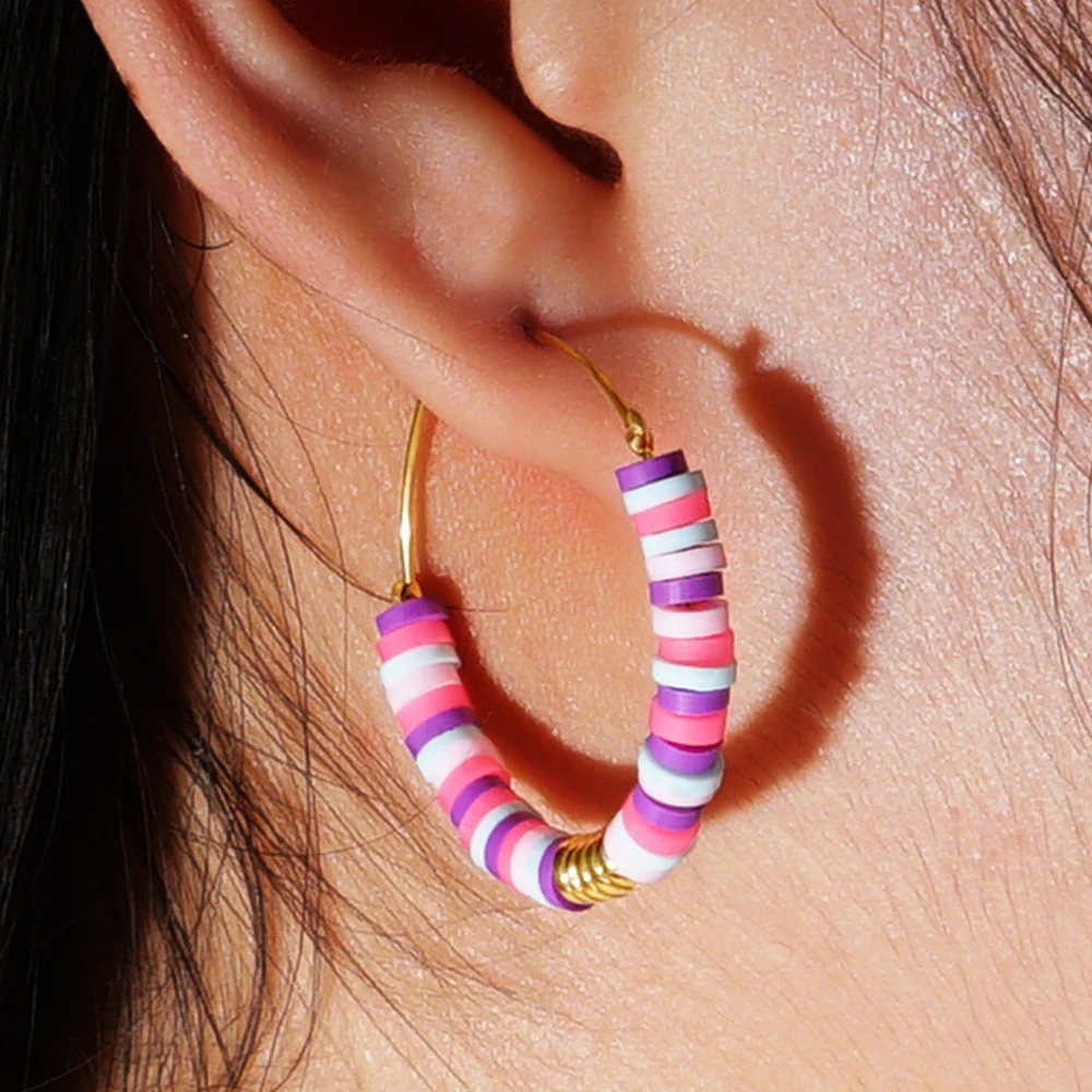 Go2boho 2024 новый дизайн разноцветные модные Серферы Heishi серьги из гематита и камня