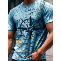 sea voyage series compass map summer men sets short sleeve o shaped round neck t shirt 3d printed leisure comfortable trend tra
