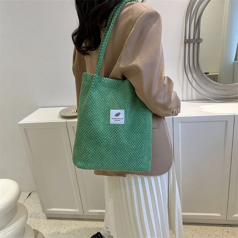 Холщовые сумки-тоут 2024 женские новые холщовые сумки-ведра вельветовые модные