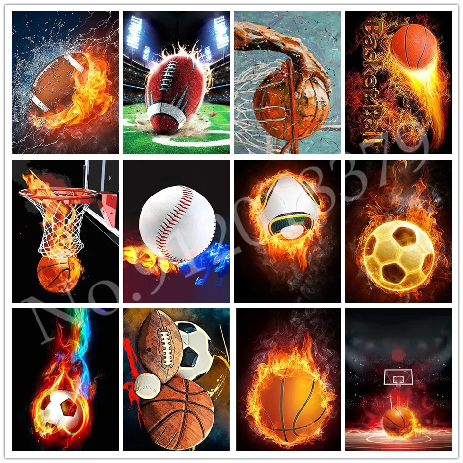 

Diy 5D Full Diamond Painting Kit Basketball Football Baseball Sport Lover Round Diamond Embroidery Mosaic Cross Stitch Handcraft