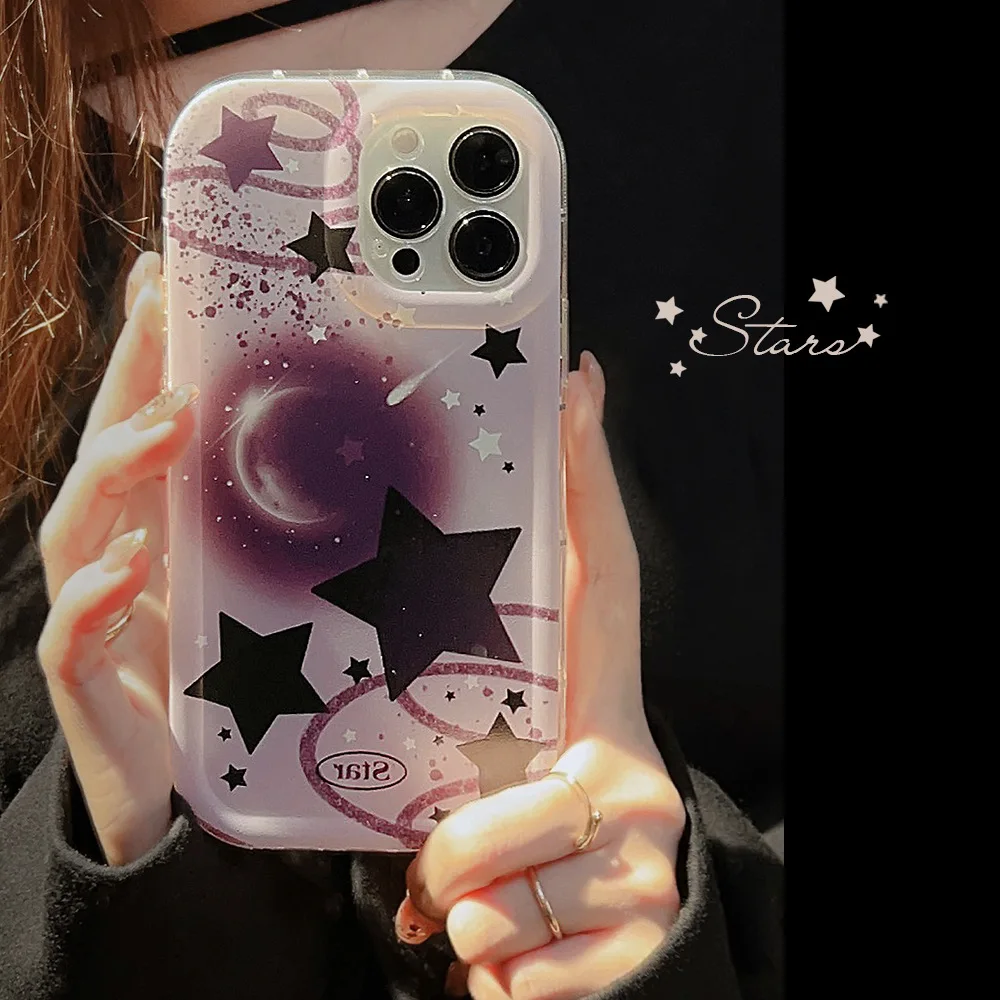 

Colored purple moon meteor Phone Case For iphone 14 13 12 11 Pro Max TPU Cartoon round edge Case Cover new products