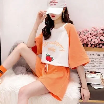 StylishSlimmingLoose-FitPetiteshorts2-PieceSet Women's Summer Korean Style Plus Size Casual Sporty Chic Shorts |